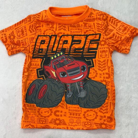 Blaze & the Monster Machine Boys 2T Short Sleeve Shorts Outfit Neon Orange Blue - Picture 3 of 9